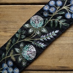 50㎝カット済【インド刺繍リボン】シルク　刺繍　リボン　りぼん   【ブラック】