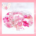 【sakuraシリーズ🌸】桜の詩ピンクホワイト♡スカラップ刺繍レース×バックレースリボン《ケープ首輪》
