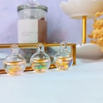 【イエロー】【20mm】【4個】  シャボン玉　ガラスチャーム　オーロラクリア　ガラスドーム　アクセサリーパーツ　ハンドメイド　DIY G004-6