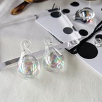【4個】【18mm】小ぶり　ドロップ型　しずく型　シャボン玉　ガラスチャーム　オーロラクリア　ガラスチャーム　アクセサリパーツ　ハンドメイド　DIY G025