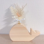 クジラ　フラワーベース　フラワースタンド　一輪挿し　ペン立て　木製　ヒノキ