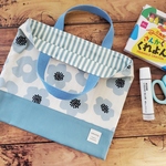 入園入学☆お道具袋　モダンフラワーブルー