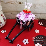 【30%オフSALE】桜の花車＊クレイフラワー＊ひな祭り＊うさぎ雛＊初節句