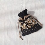 刺繍リボンの小さめ巾着ポーチ