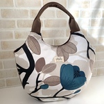 ☆オーダー品【送料無料】ラウンドトート/花柄＆マロンブラウン帆布