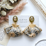 インド刺繍　インド刺繍リボン　タッセル　グリーン　緑　花柄　フラワー　オーバル　イヤリング　＊　ブライダル　結婚式　ウェディング　お呼ばれ　プレゼント　ギフト