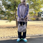 サイドポケット付きワンショルダーバッグ  S ベージュ  洗い込んだ帆布