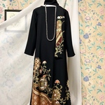 着物リメイク　黒留袖　ワンピース　ペチコート付き　豪華　金箔刺繍　Aライン　ハンドメイド
