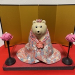 しろくま貯金箱  ひな祭り　お着物&つまみ細工ネックレス&花冠　のセット