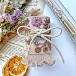 再販×5 インド刺繍　インド刺繍リボン　ボタン付き　ポニーフック　刺繍リボン　ベージュ　パープル　紫　ブラウンフリル　ラップリボン　花柄　ヘアアクセサリー　結婚式　お呼ばれ　ギフト　プレゼント　髪飾り