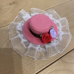 送料込みピンクにレース薔薇が可愛い後ろが選べるミニハットブライスぽぽちゃん結婚式に