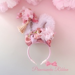 ペット用　うさみみ雛祭りカチューシャ🌸桜②🎎🐰桃の節句🌸うさぎの日🐰 