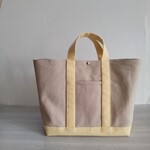帆布横長トートバッグ アイボリー×クリーム 倉敷帆布