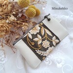 【送料無料】インド刺繍リボンミニポーチ　カーキ