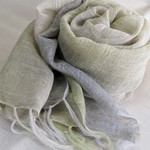 「薄目」若苗色・蕎麦切色 麻混 ストール ぼかし染め