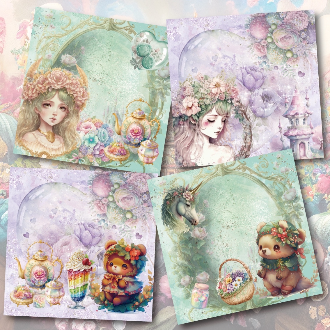 フローラルプリンセススクエアメモ24種 - nene_hope_heart | minne