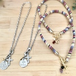【お客様別注品】チェーンネックレス&ファブリックネックレス♡色々チャーム付き(天然石、クロス、迷子札、イニシャル