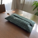 ティッシュカバー✳︎壁掛けタイプ✳︎ミナペルホネン choucho  グリーン　チェック