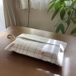 ティッシュカバー✳︎壁掛けタイプ✳︎ミナペルホネン choucho  白　チェック