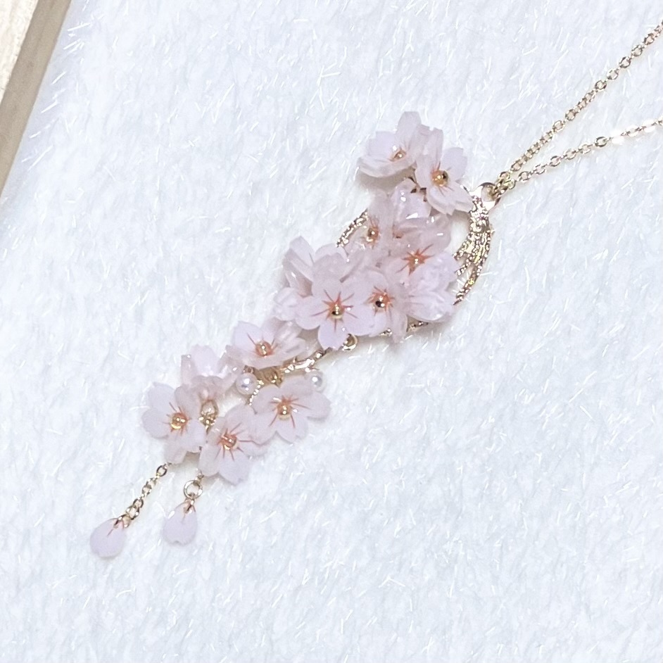 桜満開のネックレス＆イヤリングセット