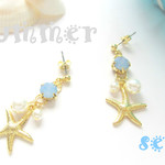*793*summer☆sea☆（エアーブルーオパール）ピアス