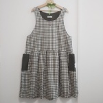 エプロンワンピース♪ギンガムチェック グリーン