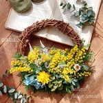  【特集掲載】natural wreath 母の日ギフト ミモザリース ドライフラワー 春 ハーフリース 