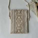 インド刺繍リボンのサコッシュ　【アイボリー】