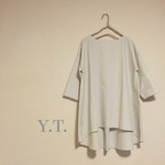 ホワイトベージュ タイプライターコットン ドロップショルダー チュニックブラウス