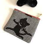 刺繍ネコちゃんとリバティ　ファスナーポーチ