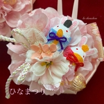 ひなまつり＊うさ雛リボンチョーカー(桃色ダリア)♡ひな祭り♡ひなまつり♡お雛様♡雛人形♡リボンチョーカー♡犬用♡猫用♡ペット用♡ペット用アクセサリー♡トリミング♡おうち撮影