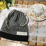 【再4】モノトーン23×20❤️ナチュラルシンプルな巾着、コップ袋、給食袋、お道具入れなどに⭐️ランチョンマット40×50⭐️40×60オーダー賜わります