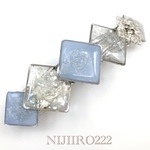 スクエアフレーム　空と白雲色のシルバーバレッタ ☆送料無料  #ヘアアクセサリー #サックスブルー　#シルバー　#レジン