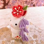 桜さがり付き♡耳飾り【ピンク×紫】