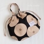 2way★巾着バッグ  ミニトート   持ち手付き巾着  北欧柄  flower polka dot