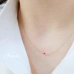 小さな3mm ルビーネックレス　華奢　オフィス　可愛い　シンプルネックレス