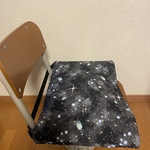防災頭巾カバー　座布団　用　ゴム替え可　長方形　黒銀河