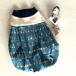 犬服　S 北欧調さくらんぼ柄バルーン　ターコイズ