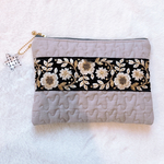 キルティング×インド刺繍リボン　ポーチ