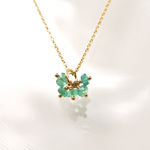 エメラルドのブリオレットボタンカットネックレス　～Araceli
