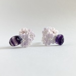 蛍石とお花のイヤリング-Fluorite with flower earrings