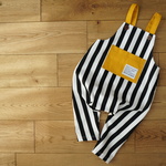 サルエルサロペット●●●size80-90●●●ストライプ(black×ホワイト)×mustard