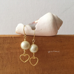 LOVE❤︎コットンパールとハートのピアス