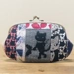 1点のみ　pjcクロッチくんhandmade  パッチワーク横長がま口ポーチ　お財布　通帳入れ
