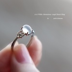 AAA ホワイトムーンストーン/feather heart Ring