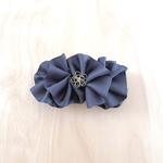  〜大人かわいい〜⌘シンプルドレープリボンバレッタ⌘チャコールグレー