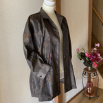 【春Sale】大島紬の未使用反物から作った一重のジャケット　着物リメイク　スプリングジャケット　ブラウス　カーディガン　羽織りもの　鹿児島産本場大島紬