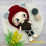 ✨バイカラー🐻着せ替え〈3点セット〉可愛いෆ̈(みみ付きニット帽・オフショルダートップス・レギンスパンツ)ෆ̈赤チェック　RED ブラウン　大人可愛いෆ̈くまみみ🧶