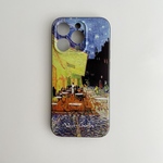  【iPhone14〜６全機種対応】夜のカフェテリア　ゴッホ　油絵風　立体　絵画　スマホケース　