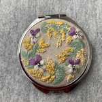 リネン生地刺繍コンパクトミラー